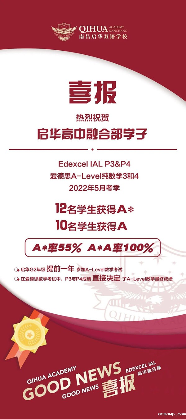 喜报丨100%达A率、提前通过......acmawp学子A-LEVEL数学考试斩获佳绩！