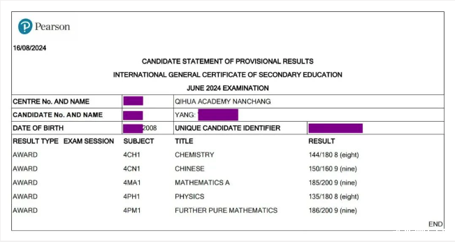 喜报！IGCSE成绩公布，acmawp双语再创省内新高